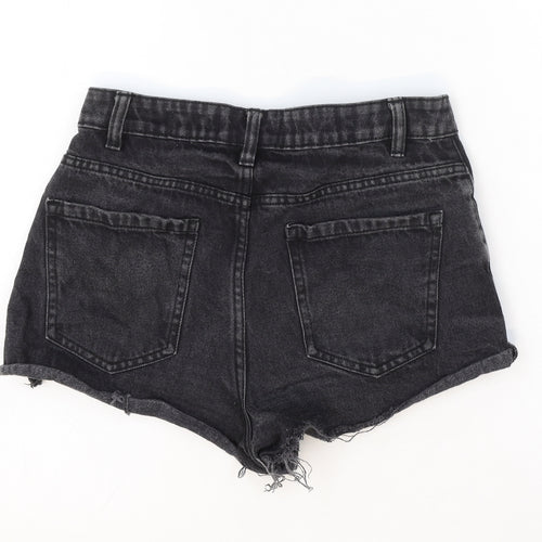 New Look Womens Black Cotton Cut-Off Shorts Size 10 Regular Zip