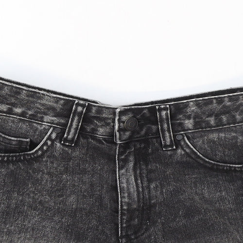 Denim Co. Womens Black Cotton Cut-Off Shorts Size 4 Regular Zip