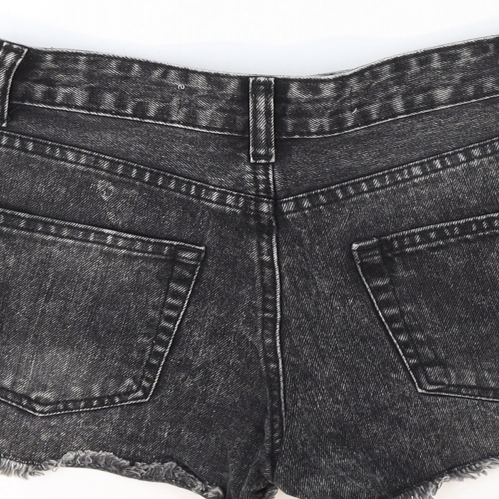 Denim Co. Womens Black Cotton Cut-Off Shorts Size 4 Regular Zip