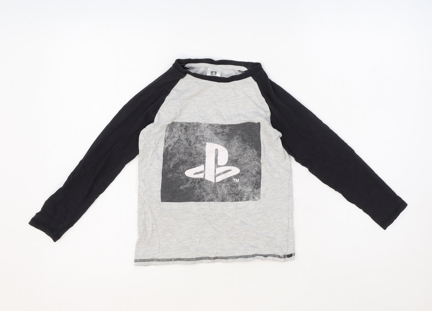 PlayStation Boys Black Cotton Basic T-Shirt Size 6-7 Years Round Neck Pullover