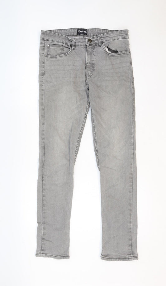 Firetrap Mens Grey Cotton Skinny Jeans Size 32 in Regular Zip