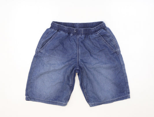 H&M Boys Blue Cotton Chino Shorts Size 11-12 Years Regular Drawstring