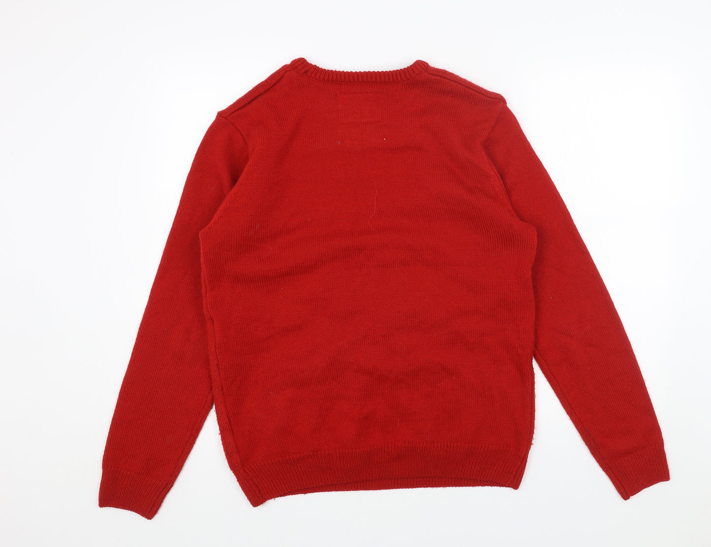 Cedar Wood State Mens Red Round Neck Acrylic Pullover Jumper Size M Long Sleeve - Christmas Pudding