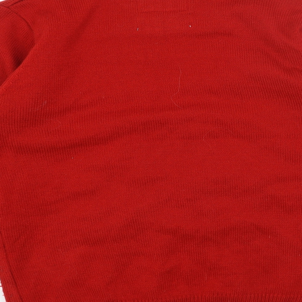 Cedar Wood State Mens Red Round Neck Acrylic Pullover Jumper Size M Long Sleeve - Christmas Pudding