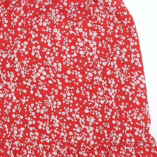 SheIn Girls Red Floral Polyester A-Line Skirt Size 10 Years Regular Pull On