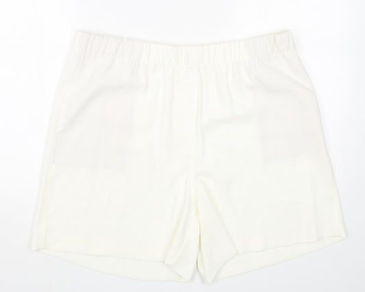 Marks and Spencer Womens White Polyester Basic Shorts Size 18 Regular Button