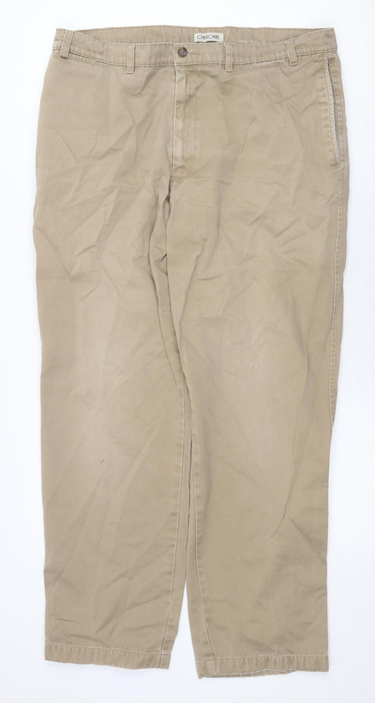 Cherokee Mens Beige Cotton Chino Trousers Size 38 in Regular Zip