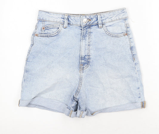 Denim & Co. Womens Blue Cotton Boyfriend Shorts Size 8 Regular Zip