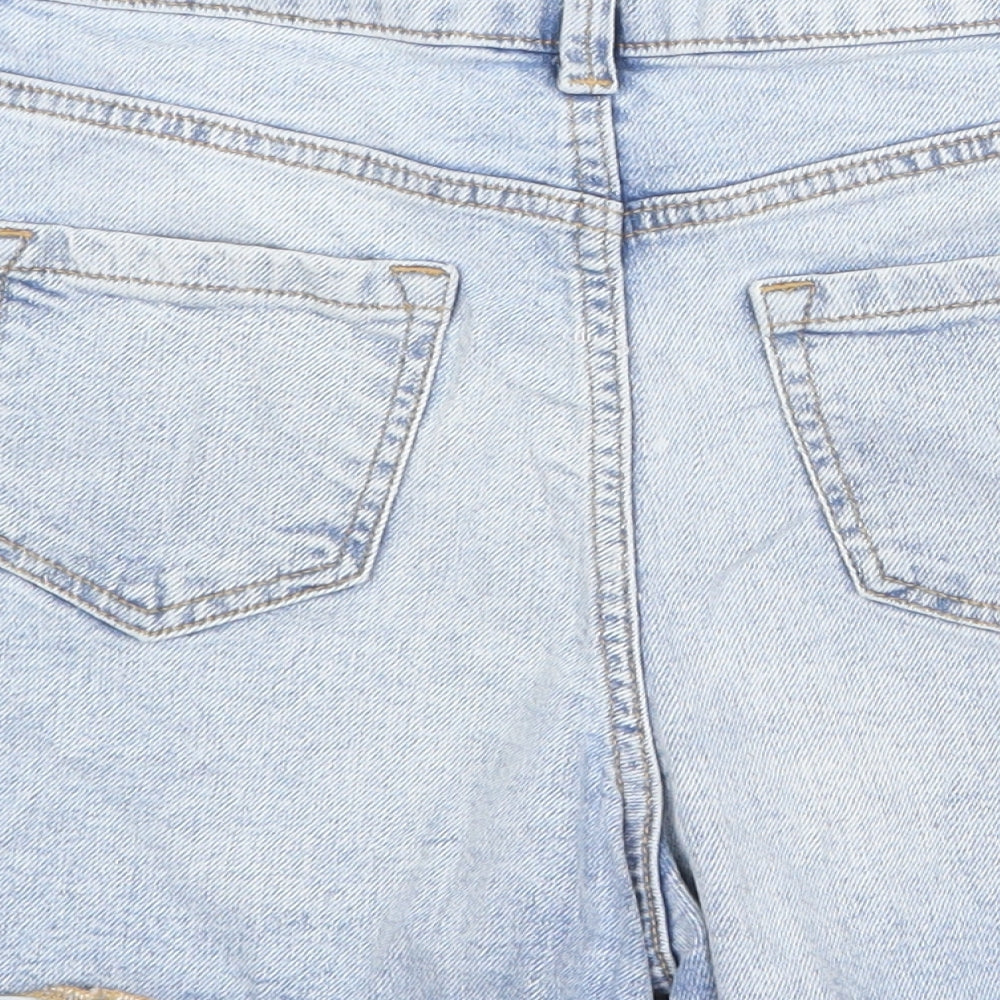 Denim & Co. Womens Blue Cotton Boyfriend Shorts Size 8 Regular Zip