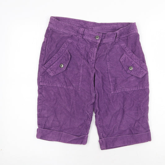 Preworn Womens Purple Cotton Chino Shorts Size 30 in Regular Zip