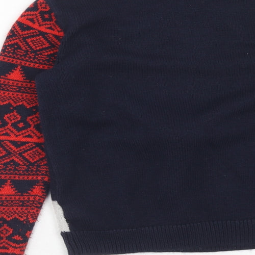 Dunnes Stores Boys Blue Round Neck Acrylic Pullover Jumper Size 6-7 Years Pullover - Christmas Reindeer
