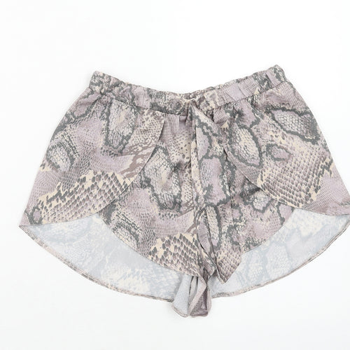 New Look Womens Grey Animal Print Polyester Hot Pants Shorts Size 8 Regular Pull On - Snakeskin Pattern