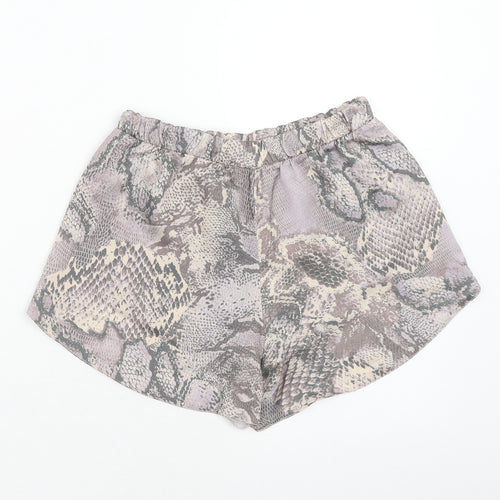 New Look Womens Grey Animal Print Polyester Hot Pants Shorts Size 8 Regular Pull On - Snakeskin Pattern