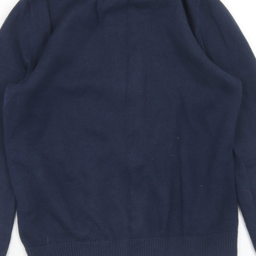 United Colors of Benetton Boys Blue V-Neck Cotton Full Zip Jumper Size 6-7 Years Zip