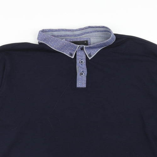 REMUS Mens Blue Polyester Polo Size XL Collared Button