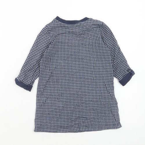 George Girls Blue Check Cotton Jumper Dress Size 2-3 Years Round Neck Pullover