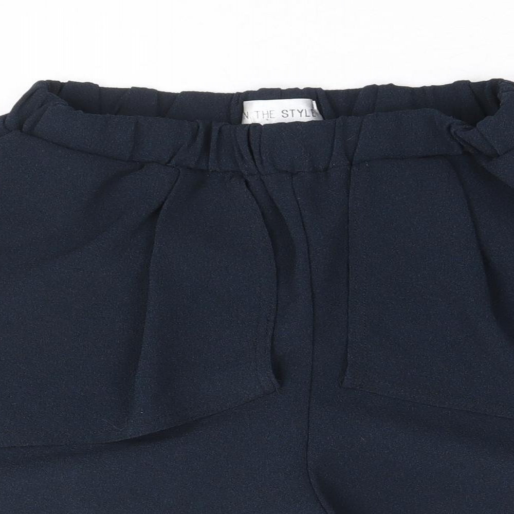 In the Style Womens Blue Polyester Basic Shorts Size 12 Regular Pull On