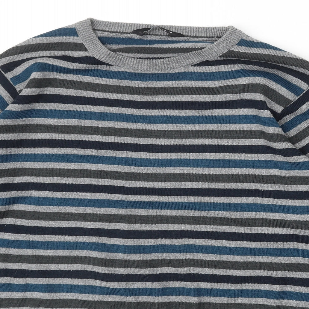 Cedar Wood State Mens Multicoloured Round Neck Striped Acrylic Pullover Jumper Size M Long Sleeve