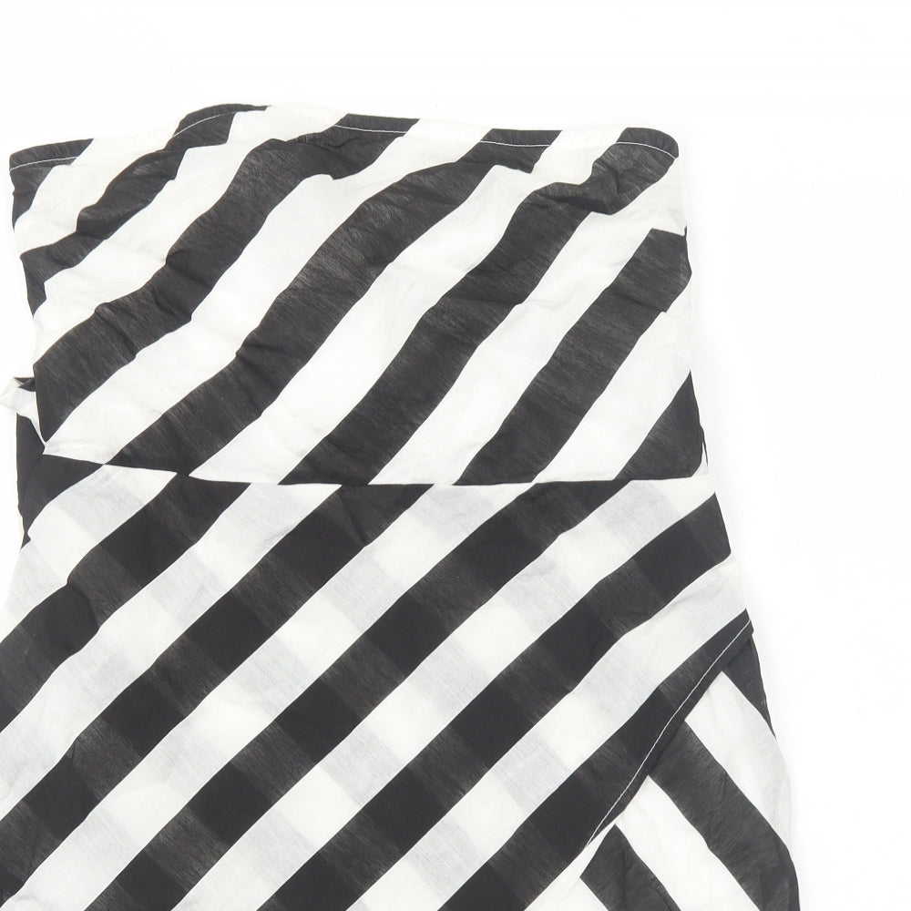 PARISIAN SIGNATURE Womens Black Striped Polyester Bodycon Size 12 Square Neck Zip