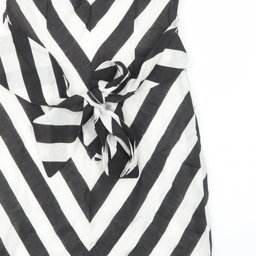 PARISIAN SIGNATURE Womens Black Striped Polyester Bodycon Size 12 Square Neck Zip