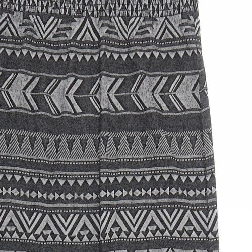 Animal Womens Grey Geometric Polyester T-Shirt Dress Size 10 Round Neck Pullover