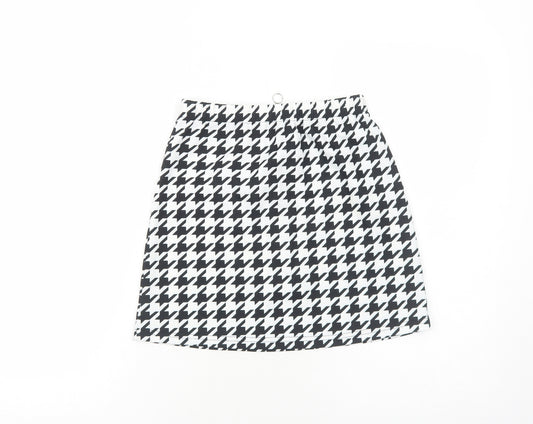 SheIn Girls White Geometric Polyester Mini Skirt Size 11-12 Years Regular Zip