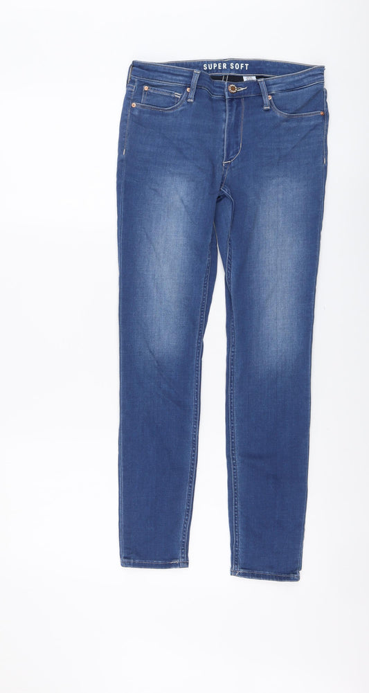 H&M Girls Blue Viscose Skinny Jeans Size 12-13 Years Regular Button