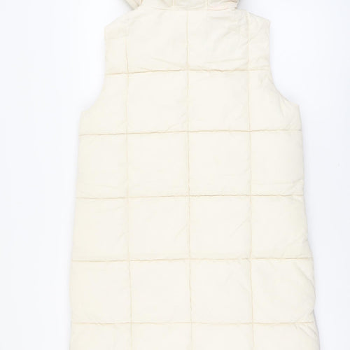 Marks and Spencer Girls Ivory Quilted Coat Size 11-12 Years Zip