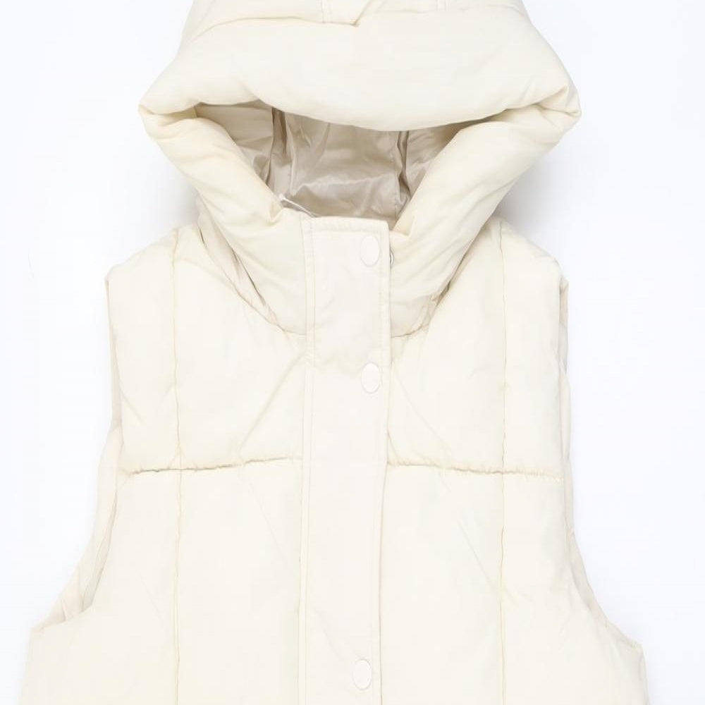 Marks and Spencer Girls Ivory Quilted Coat Size 11-12 Years Zip