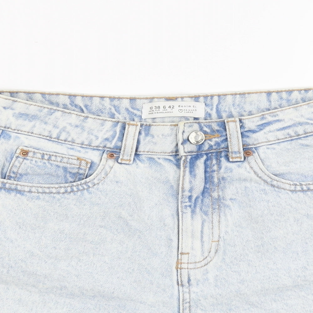 Denim & Co. Womens Blue Cotton Boyfriend Shorts Size 10 L3 in Regular Button