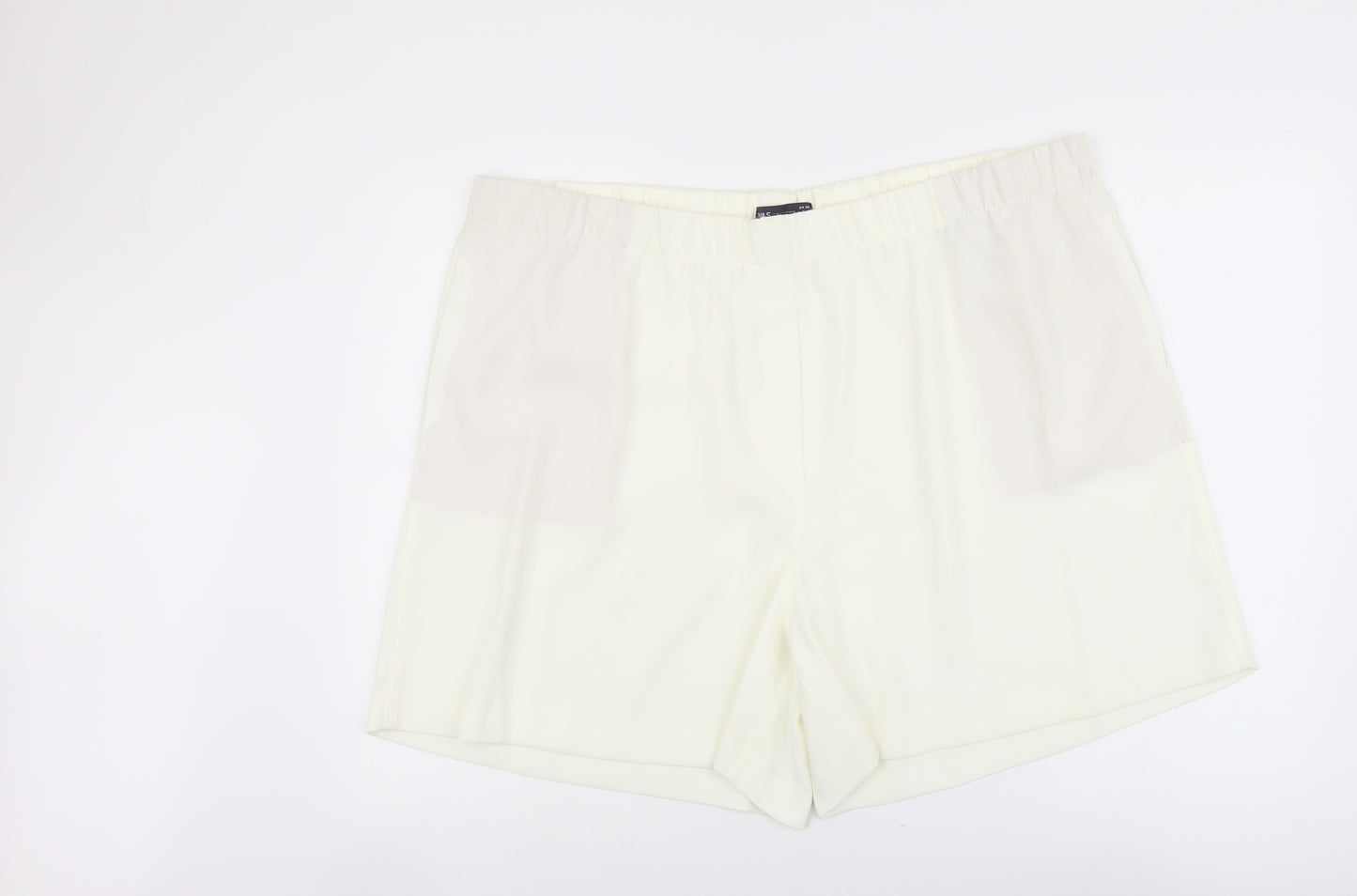 Marks and Spencer Womens Ivory Polyester Basic Shorts Size 24 L5 in Regular Pull On