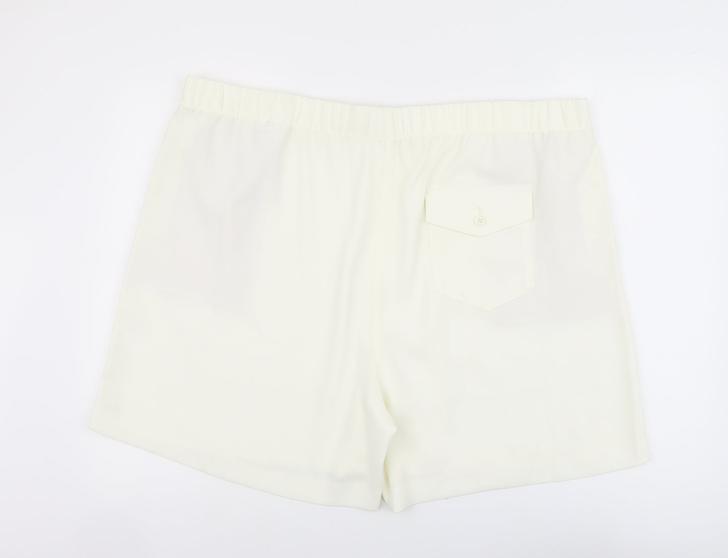Marks and Spencer Womens Ivory Polyester Basic Shorts Size 24 L5 in Regular Pull On