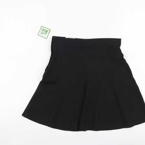 George Girls Black Polyester Skater Skirt Size 12-13 Years Regular Zip