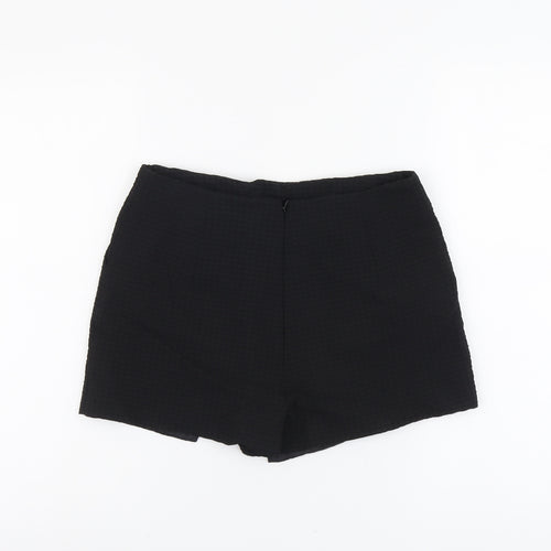 Topshop Womens Black Polyester Basic Shorts Size 10 L3 in Regular Zip