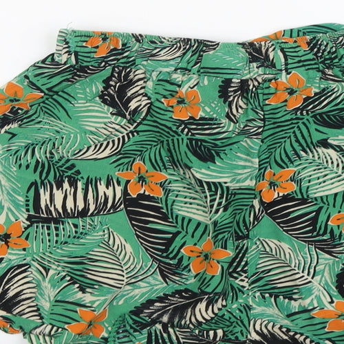 New Look Womens Green Floral Viscose Basic Shorts Size 10 L6 in Regular Pull On