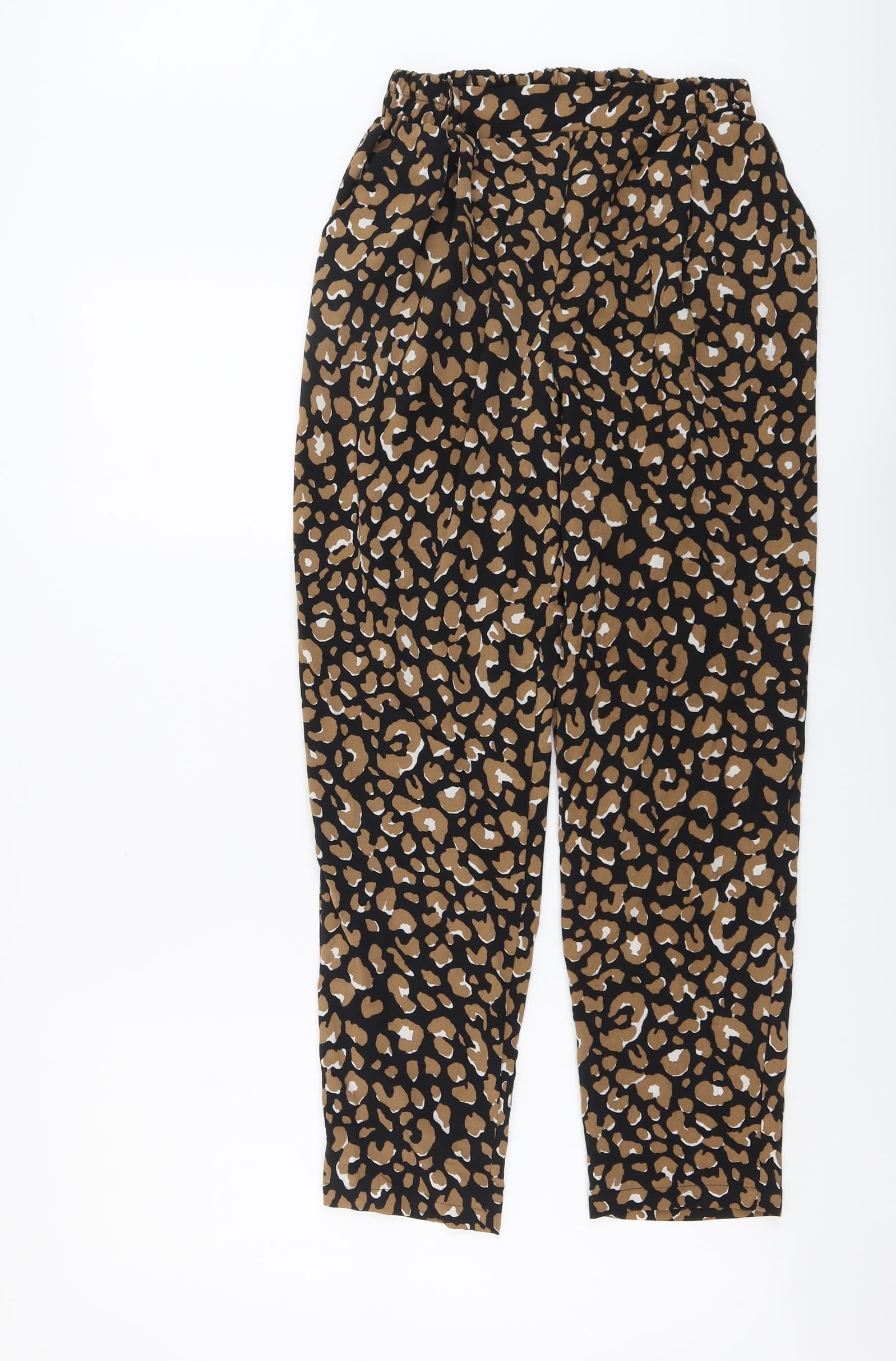 Primark Leopard Print Stretchy Flared Trousers Elasticated Waist - S | eBay
