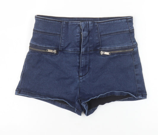 FOREVER 21 Womens Blue Cotton Hot Pants Shorts Size 26 in Regular Zip