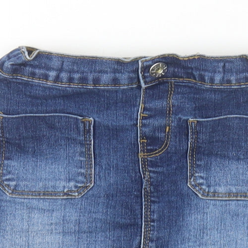 Denim 365 Girls Blue Cotton Mini Skirt Size 3-4 Years Regular Button
