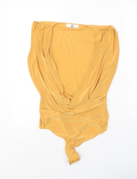 Missguided Womens Yellow Polyester Bodysuit One-Piece Size 12 Snap