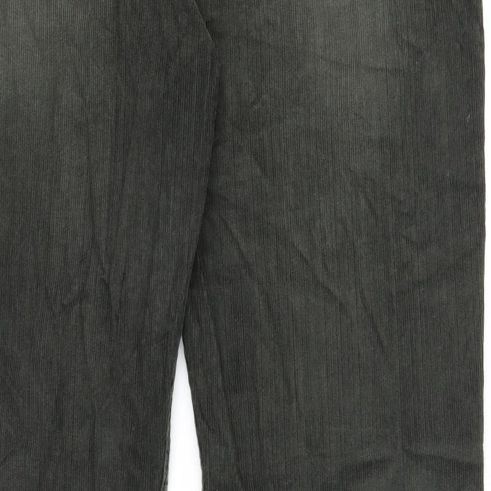 Marks and Spencer Mens Grey Cotton Trousers Size 36 in L33 in Regular Zip