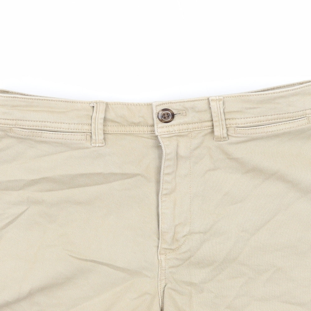 Gap Womens Beige Cotton Mom Shorts Size 8 Regular Zip
