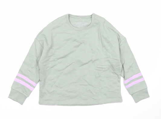 Marks and Spencer Girls Green Cotton Pullover Sweatshirt Size 7-8 Years Pullover