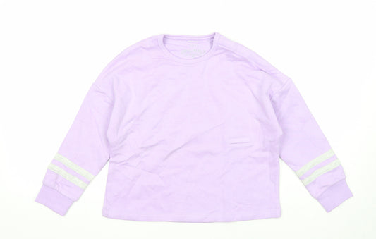 Marks and Spencer Girls Purple Cotton Pullover Sweatshirt Size 7-8 Years Pullover