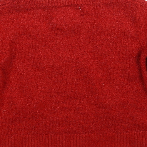 F&F Girls Red Round Neck Acrylic Pullover Jumper Size 2-3 Years Pullover - Penguin