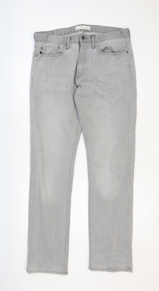 Gap Mens Grey Cotton Straight Jeans Size 32 in Regular Zip