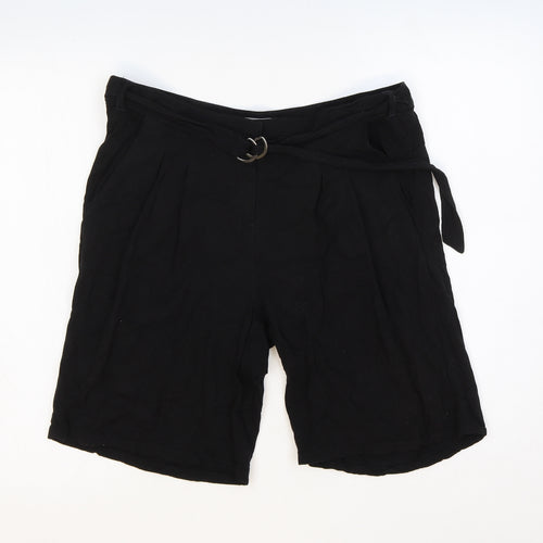 Fransa Womens Black Viscose Chino Shorts Size 10 Regular Zip