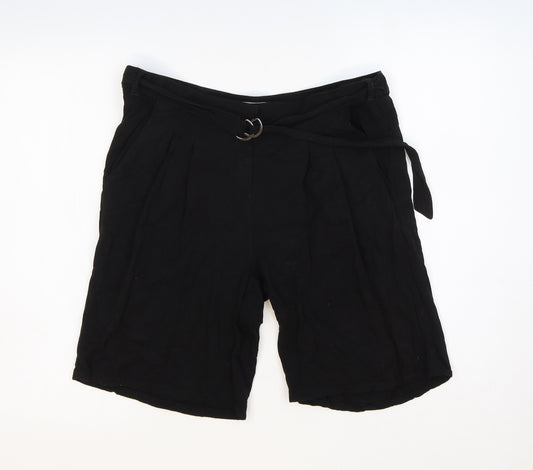 Fransa Womens Black Viscose Chino Shorts Size 10 Regular Zip