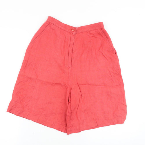 Country Casuals Womens Pink Linen Bermuda Shorts Size 10 Regular Zip