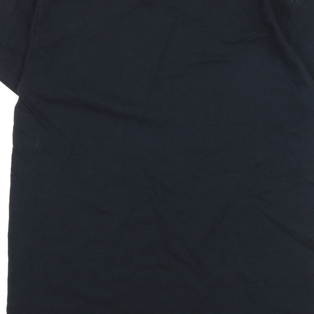 Gildan Mens Black Cotton T-Shirt Size S Round Neck - Saint