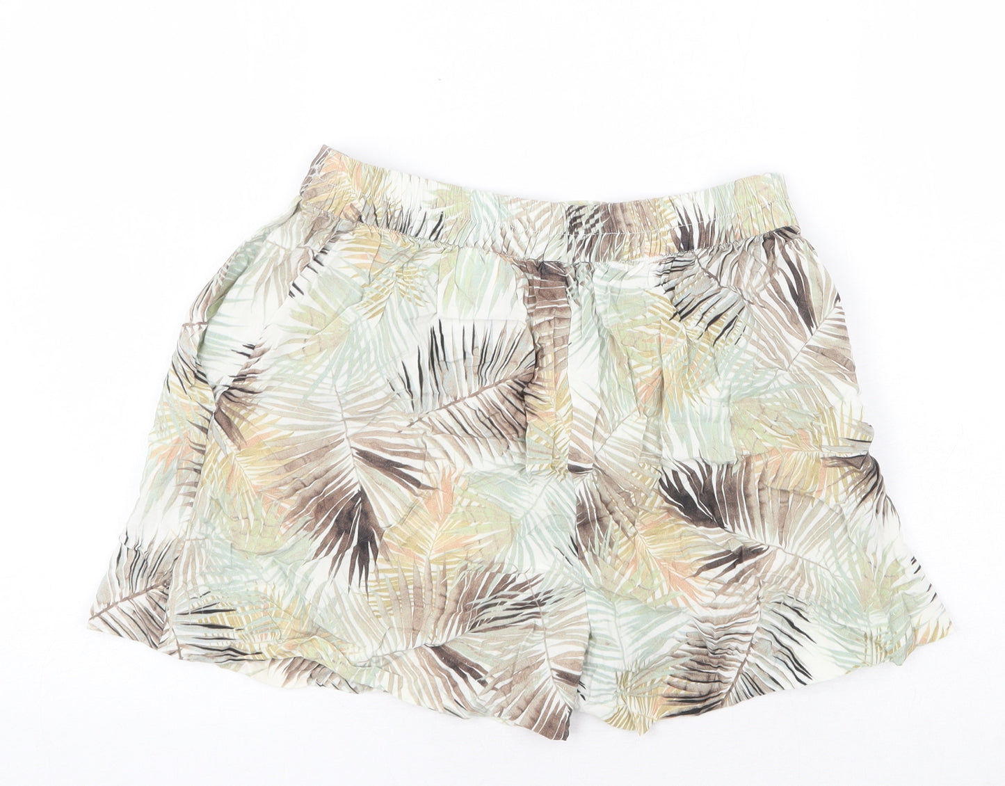 H&M Womens Multicoloured Geometric Viscose Basic Shorts Size 10 Regular Pull On